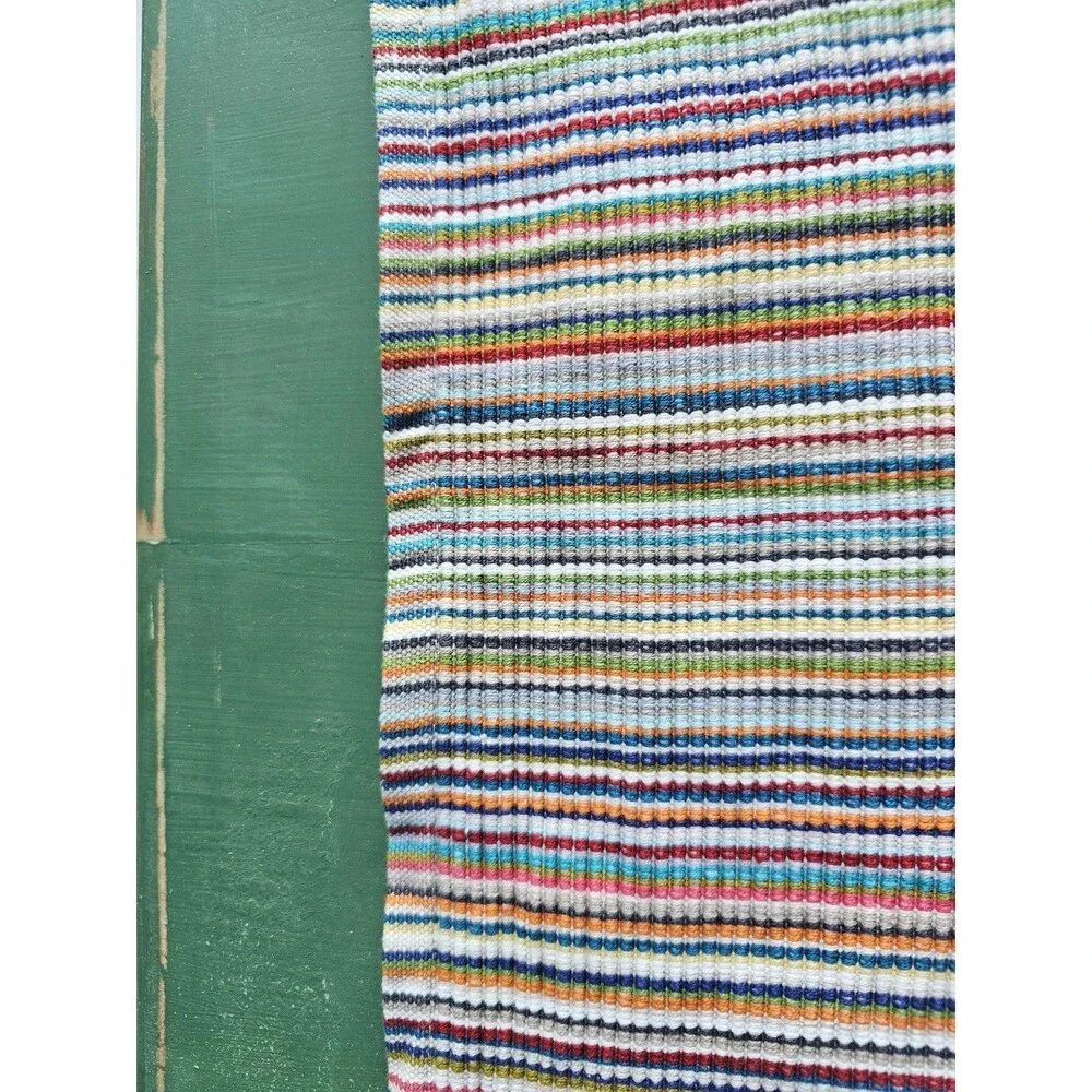 Placemat Multicolor Striped Cloth Rectangle Heavy Fabric Boho Display Colorful